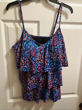 Women’s Blue Multi Ruffle size 16 Tankini